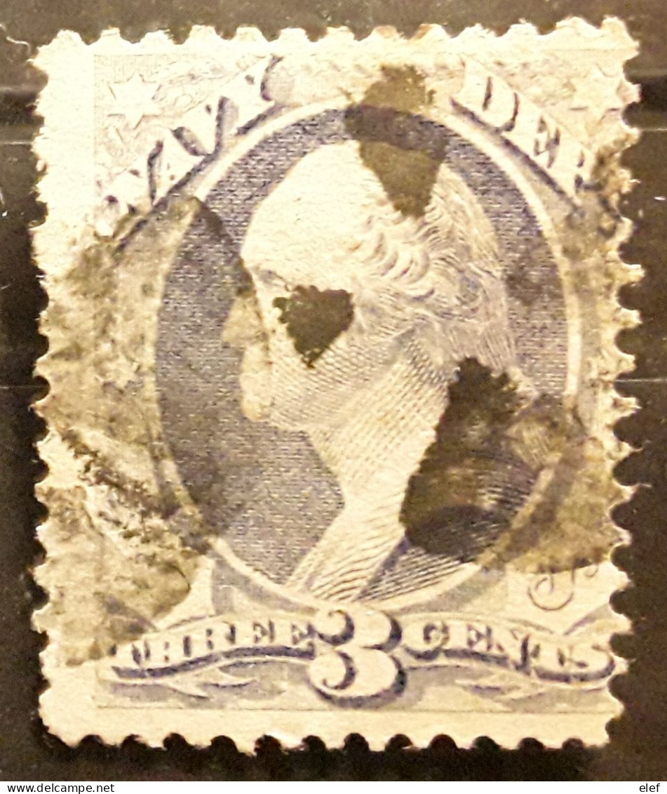 USA / Etats Unis, SERVICE ,NAVY / MARINE 1873, Yvert N°  58 ,Scott Sc  037 , 3 C Ultramarine Obl , Cork Cancel TB - Officials