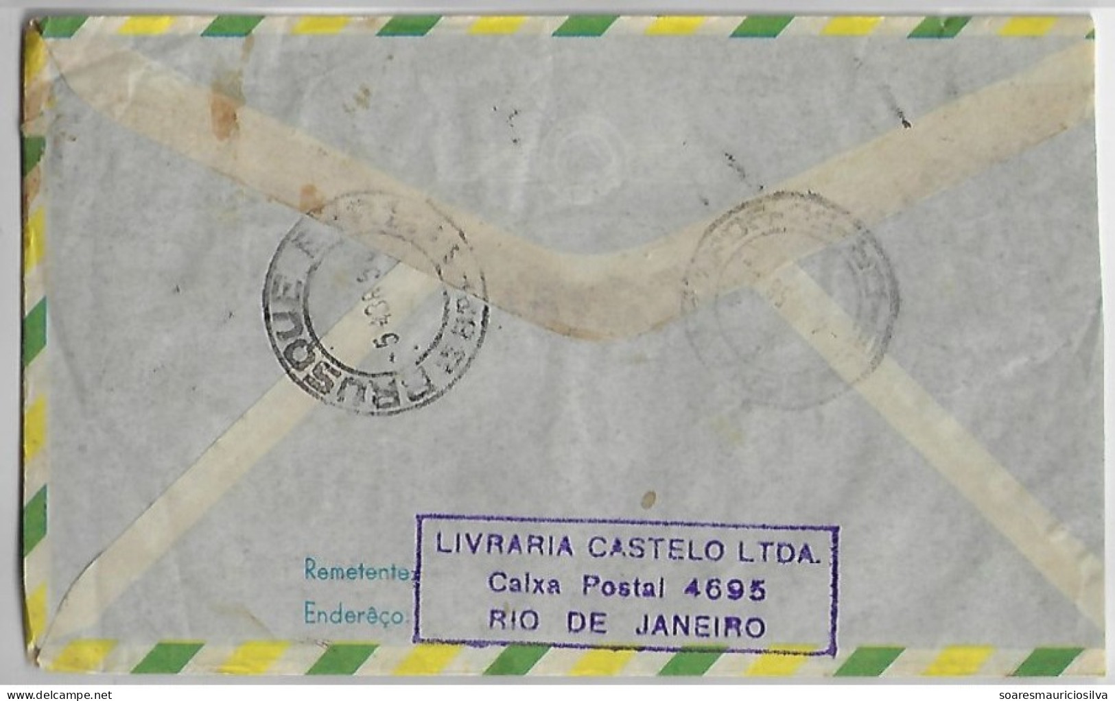 Brazil 1956 Cover From Rio De Janeiro 15 November Square Agency By Blumenau To Brusque 2 Definitive Stamp Caxias Wheat - Lettres & Documents