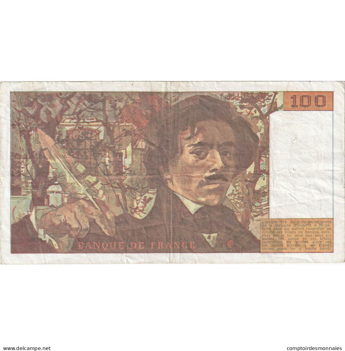 France, 100 Francs, Delacroix, 1991, R.192, TTB, Fayette:69bis.04a, KM:154f - 100 F 1978-1995 ''Delacroix''