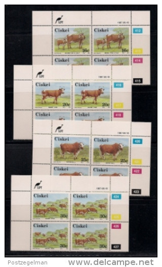 CISKEI, 1987, MNH Control Block Stamps, Nkone Cattle,  M 115-118 - Ciskei