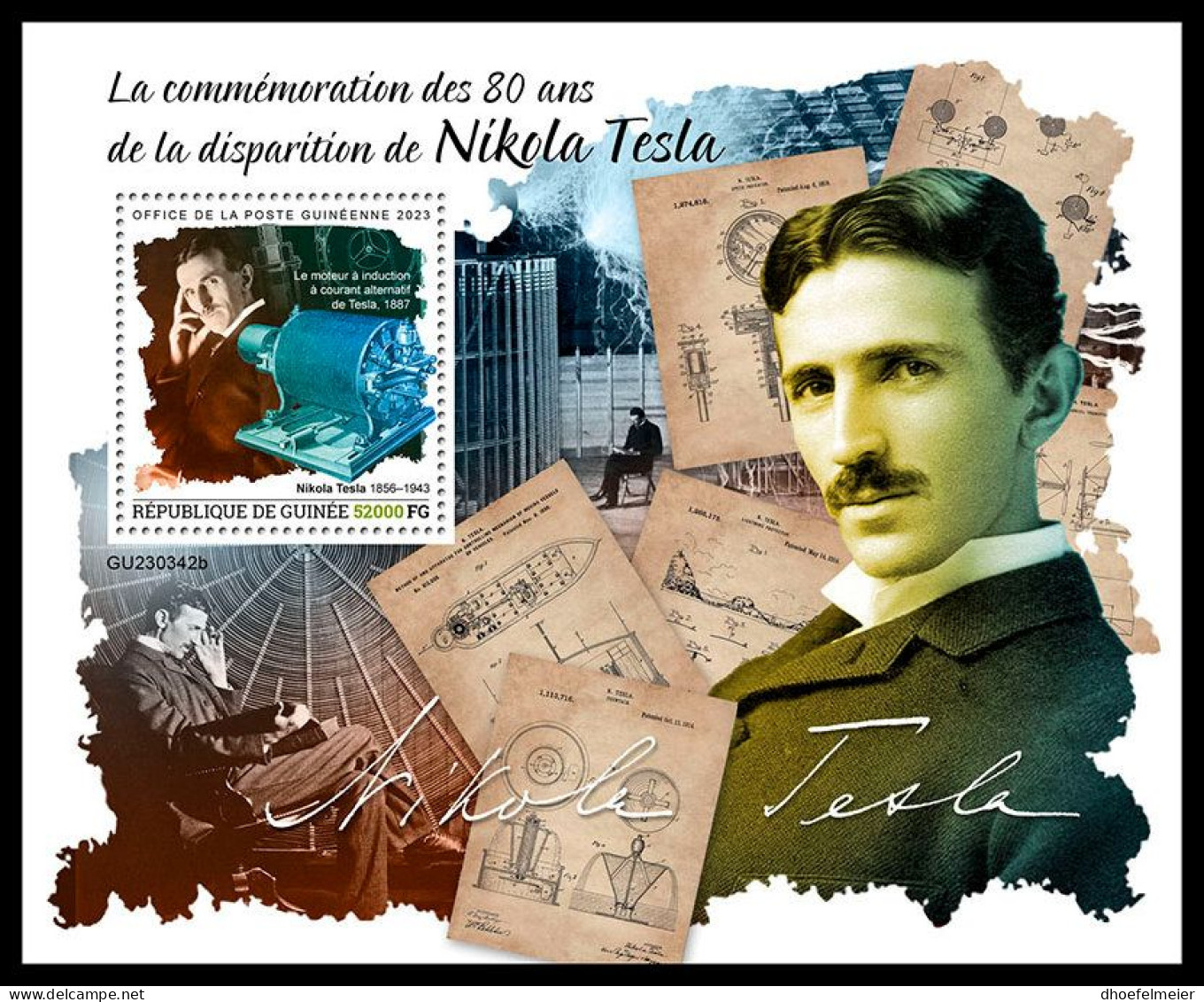GUINEA REP. 2023 MNH Nicola Tesla S/S – OFFICIAL ISSUE – DHQ2403 - Fisica
