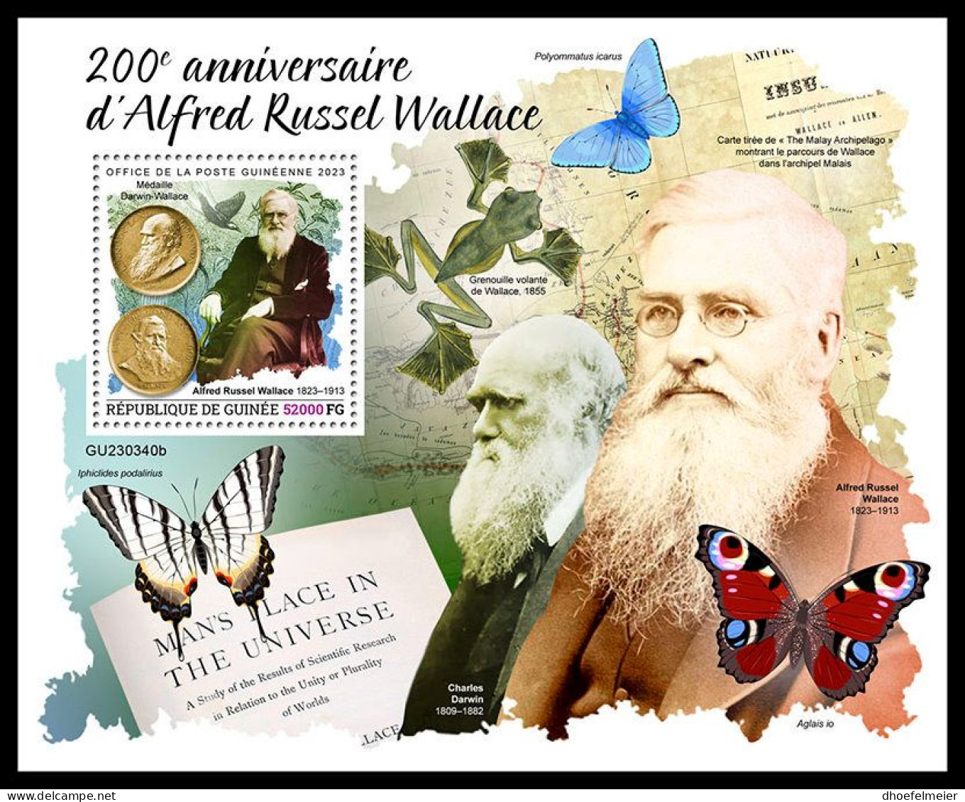 GUINEA REP. 2023 MNH Alfred Russel Wallace S/S – OFFICIAL ISSUE – DHQ2403 - Natur