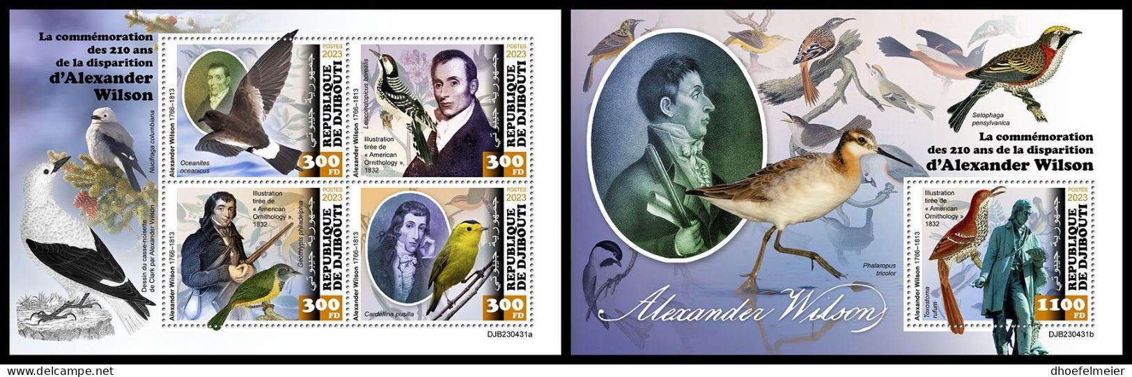 DJIBOUTI 2023 MNH Alexander Wilson Birds Vögel M/S+S/S – OFFICIAL ISSUE – DHQ2403 - Nature