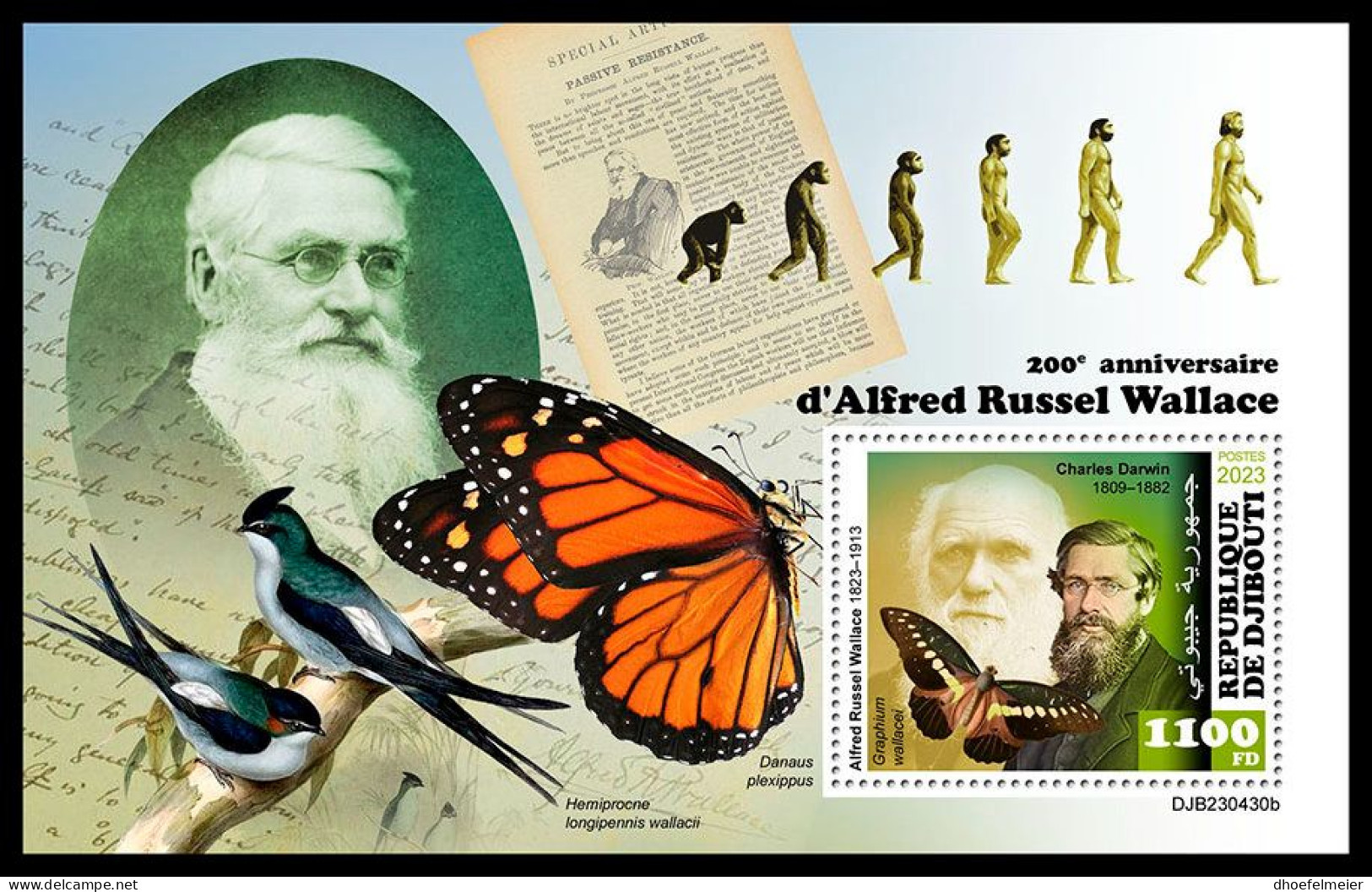 DJIBOUTI 2023 MNH Alfred Russell Wallace S/S – OFFICIAL ISSUE – DHQ2403 - Natuur