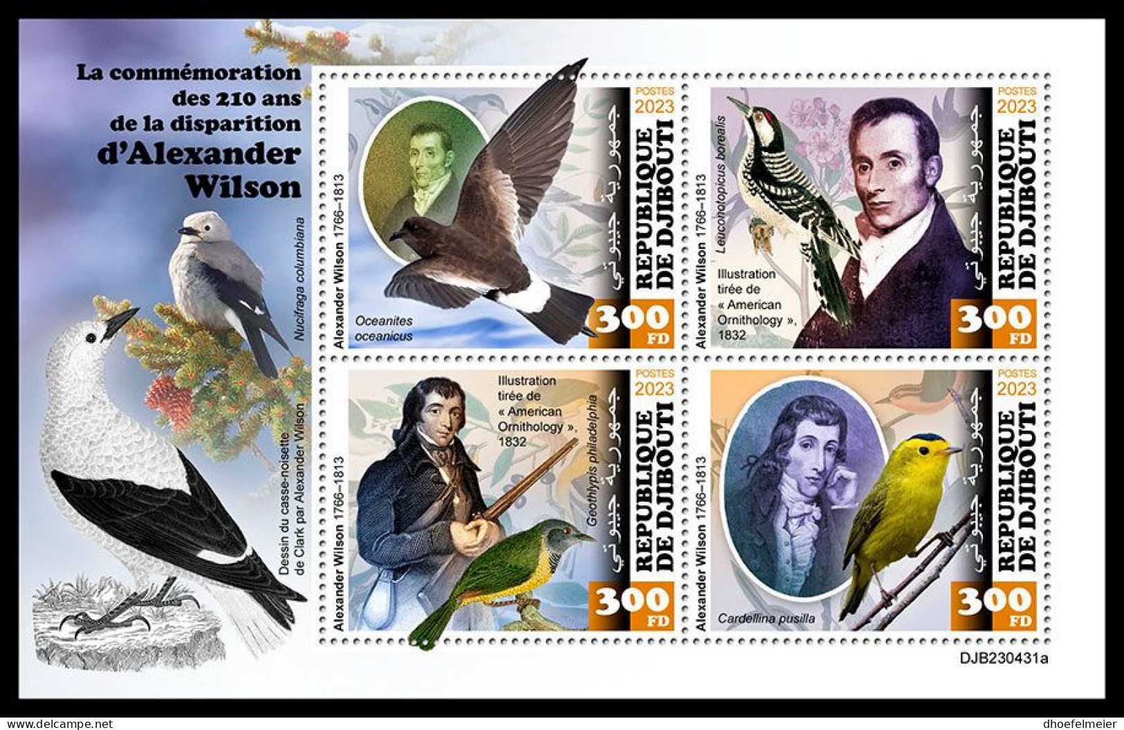 DJIBOUTI 2023 MNH Alexander Wilson Birds Vögel M/S – OFFICIAL ISSUE – DHQ2403 - Natur