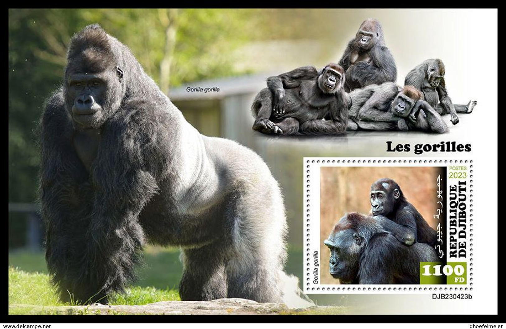 DJIBOUTI 2023 MNH Gorillas S/S – OFFICIAL ISSUE – DHQ2403 - Gorilas