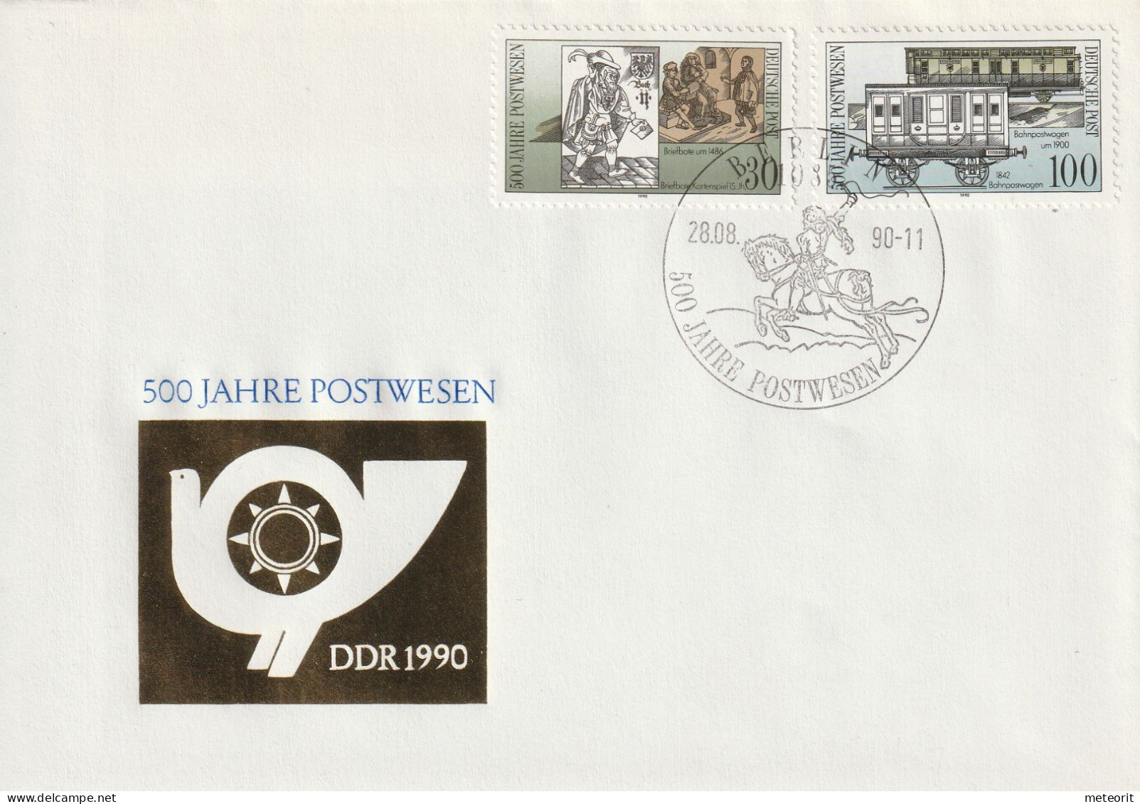 Ersttagsbrief "500 J. POSTWESEN" Mit MiNr. 3354 + 3357 Mit Ersttagsstempel 1085 BERLIN 28.08.90-11 - 1981-1990