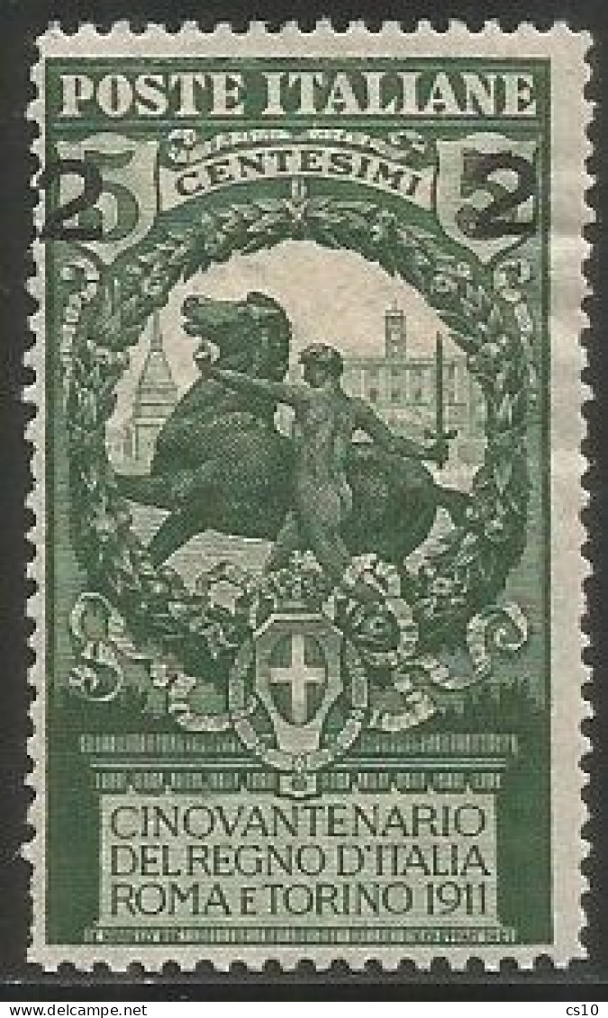 Regno 1913 Provvisori Unità SPST C.2 : Cifre SPAZIATE MH*TL - Sammlungen