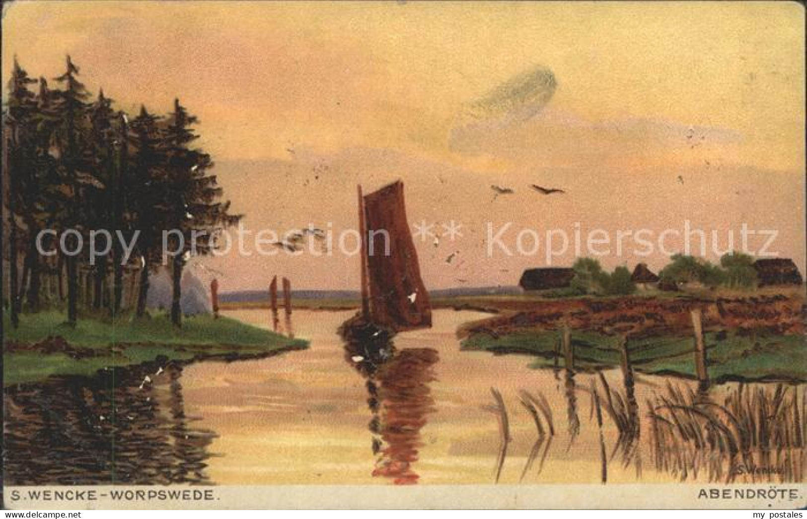 42169677 Worpswede Abendroete Kuenstlerkarte Worpswede - Worpswede