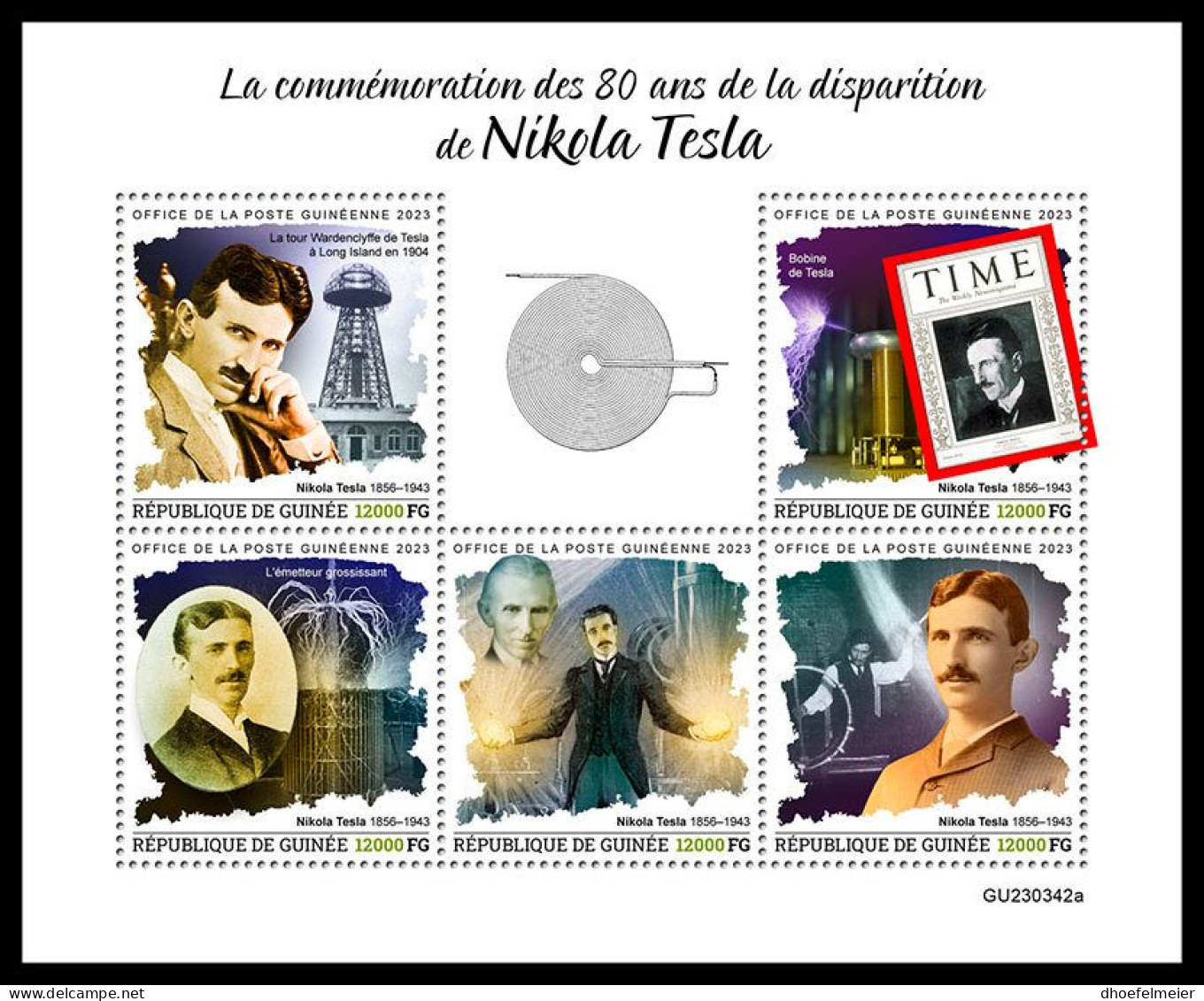 GUINEA REP. 2023 MNH Nicola Tesla M/S – IMPERFORATED – DHQ2403 - Physics