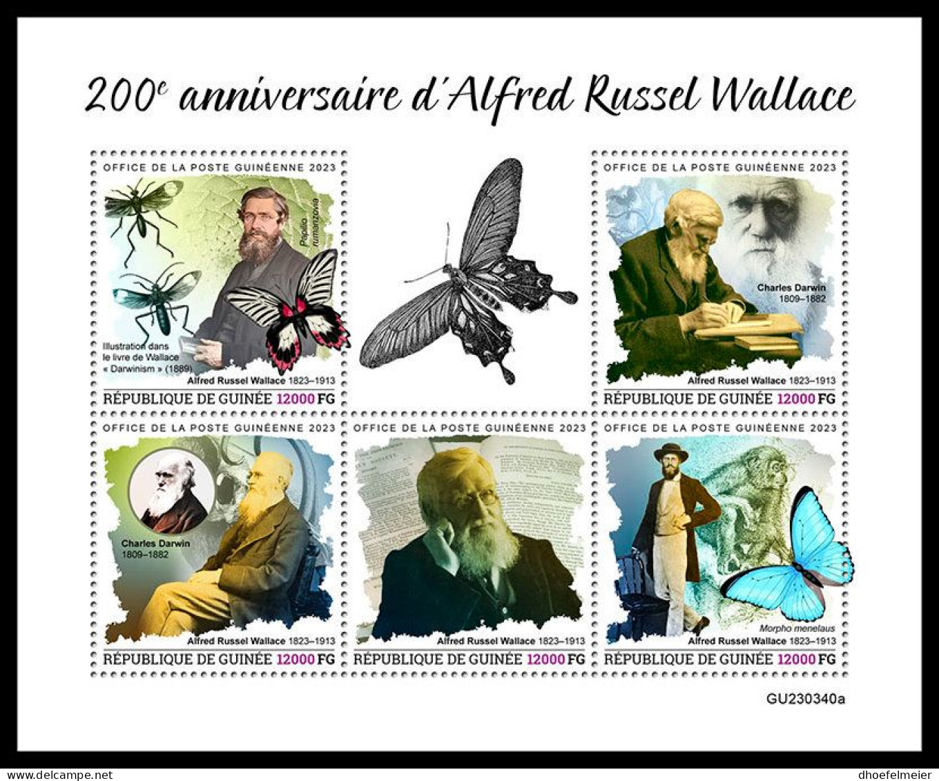 GUINEA REP. 2023 MNH Alfred Russel Wallace M/S – IMPERFORATED – DHQ2403 - Nature
