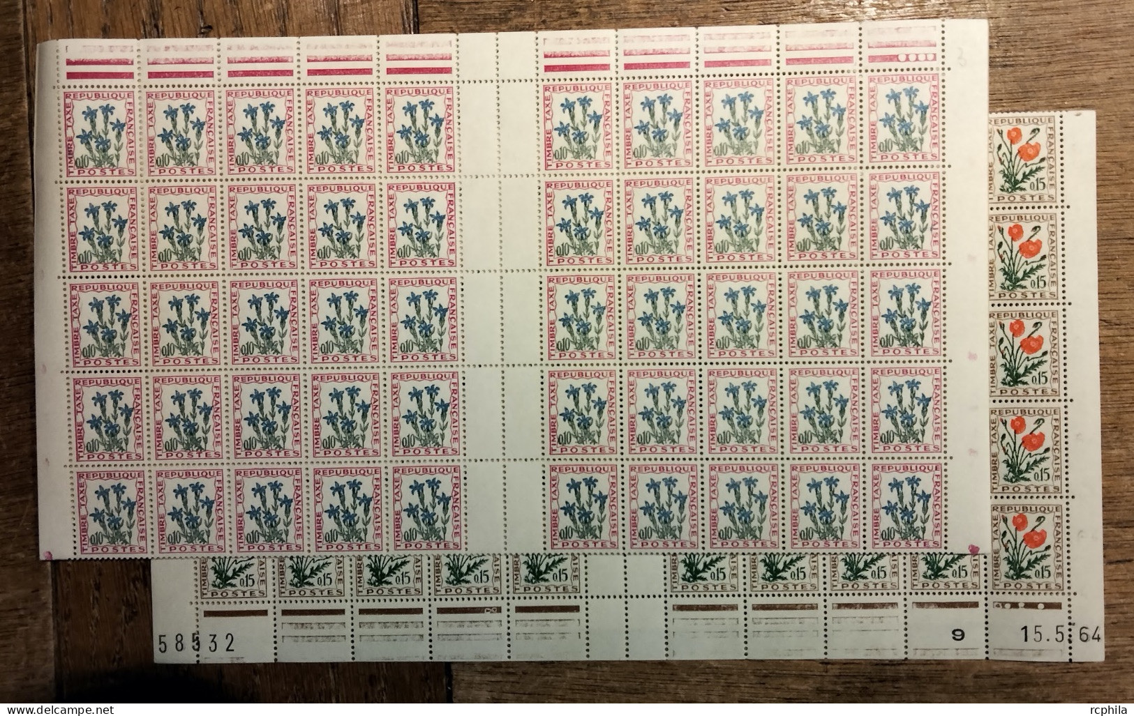 RC 26909 FRANCE COTE 40€ TAXE N° 96 / 97 - 2x FEUILLES ENTIÈRES COINS DATÉS NEUF ** MNH ( VOIR DESCRIPTION ) - 1960-.... Nuevos