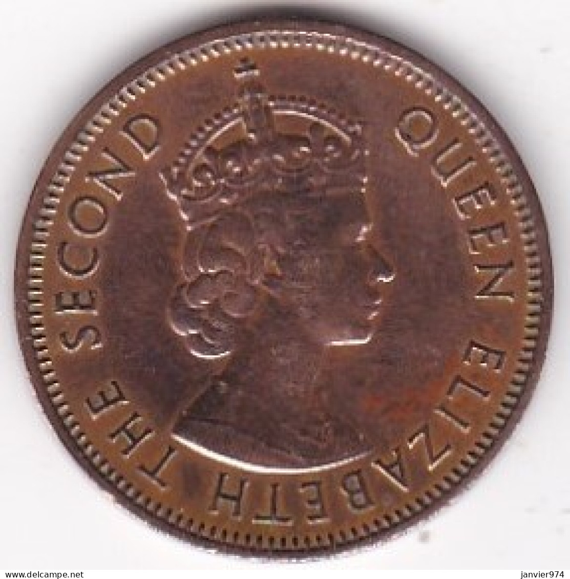 Ile Maurice , 2 Cents 1975 , Elizabeth II , En Bronze , KM# 32 - Mauricio