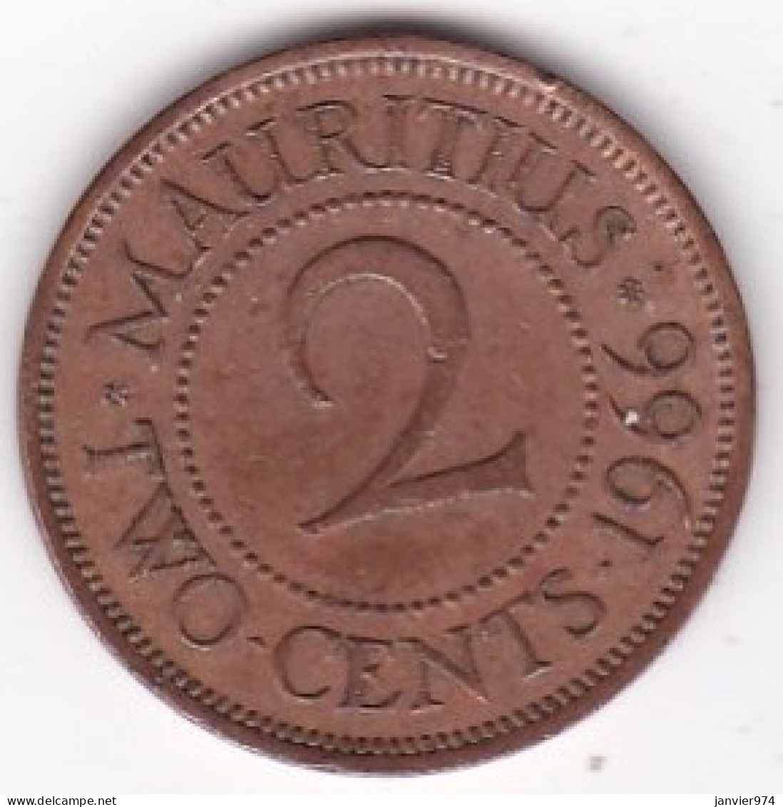 Ile Maurice , 2 Cents 1966 , Elizabeth II , En Bronze , KM# 32 - Maurice