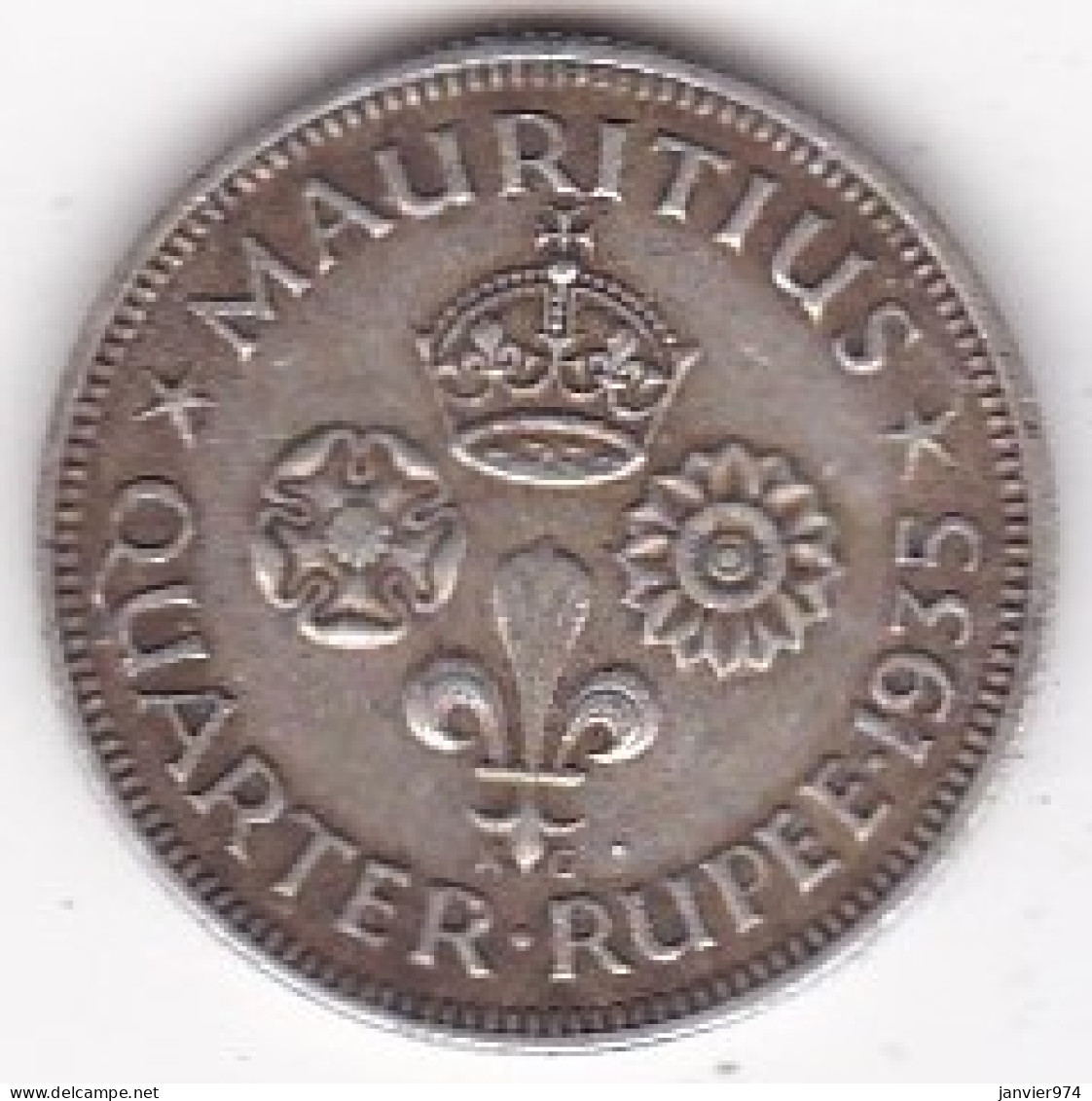 Ile Maurice 1/4 Rupee 1935 , George V , En Argent , KM# 15 - Mauricio