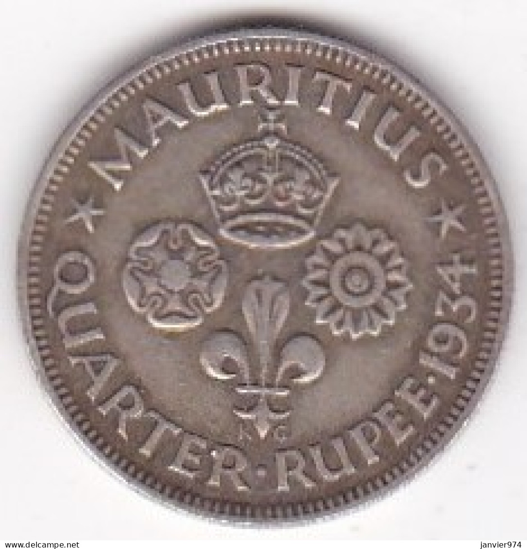 Ile Maurice 1/4 Rupee 1934 , George V , En Argent , KM# 15 - Mauritius