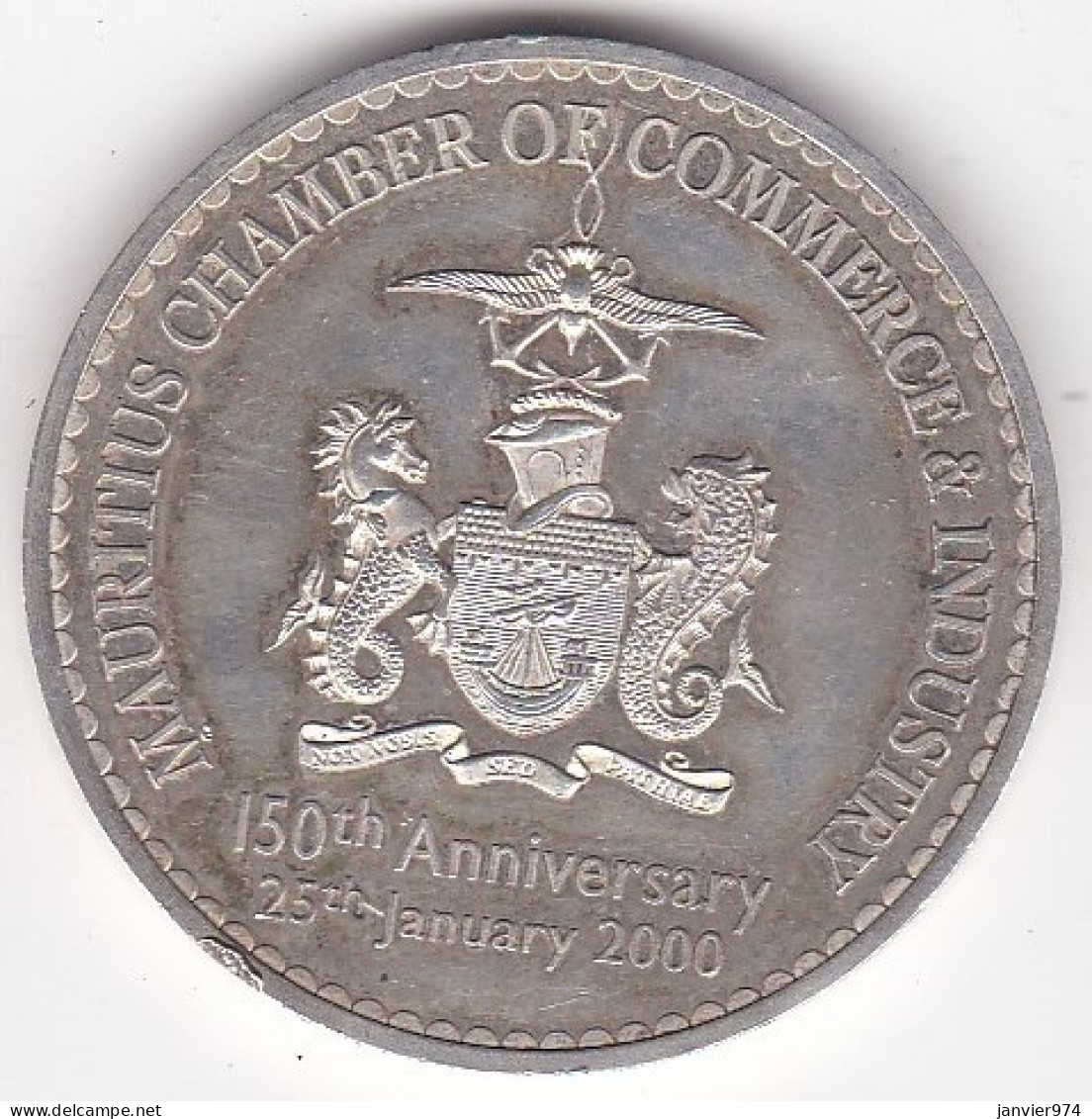 Ile Maurice 10 Rupees 2000, Chambre De Commerce Et D'Industrie Mauricienne En Argent, Très Rare, KM# 62 - Mauritius