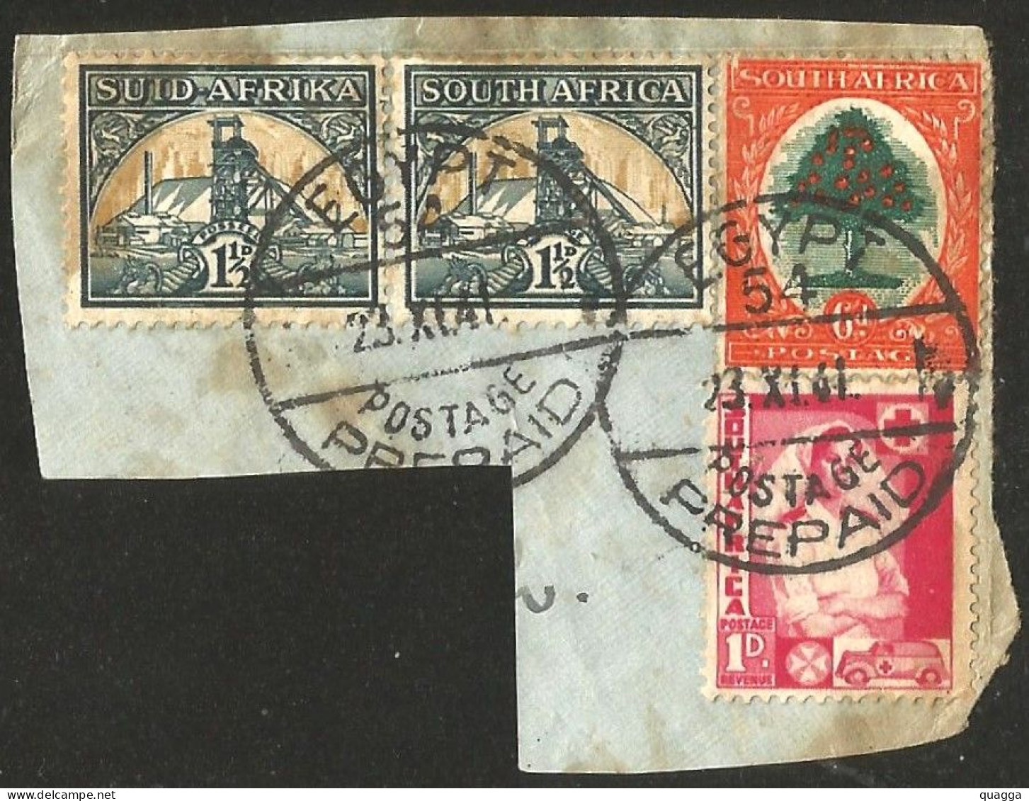 South Africa 1941-45. EGYPT 54 POSTAGE PREPAID Postmark. - Oblitérés