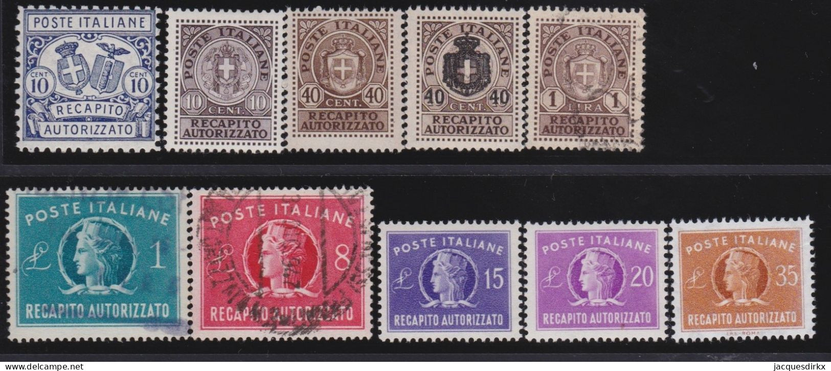 Italy   .  Y&T   .     9 Stamps       .    O  , * And **      .    Cancelled  And Mint - Mint/hinged