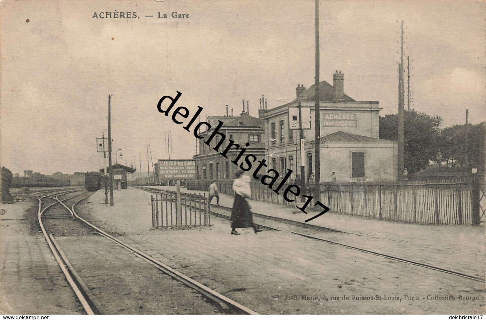 CPA 78 0017 ACHÈRES - La Gare - Belle Animation Avec Train Entrant En Gare - écrite Et Circulée - Acheres