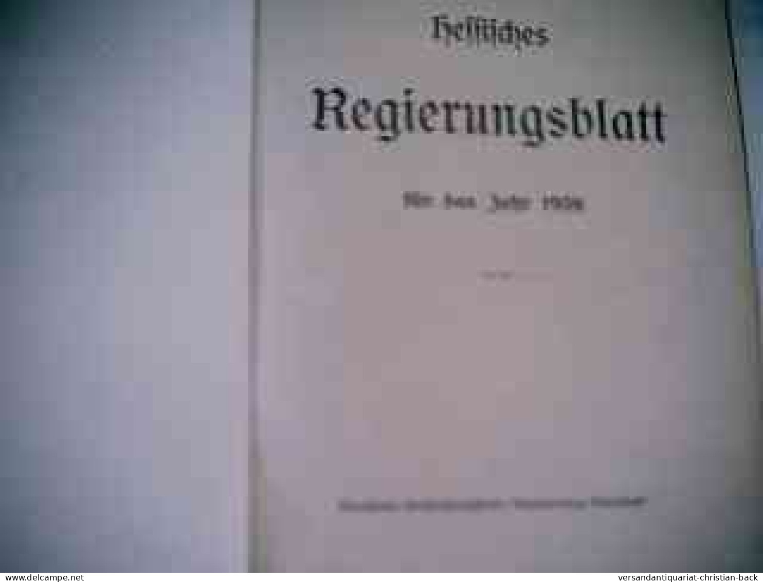 Hessisches Regierungsblatt Für Das Jahr 1938 - Law