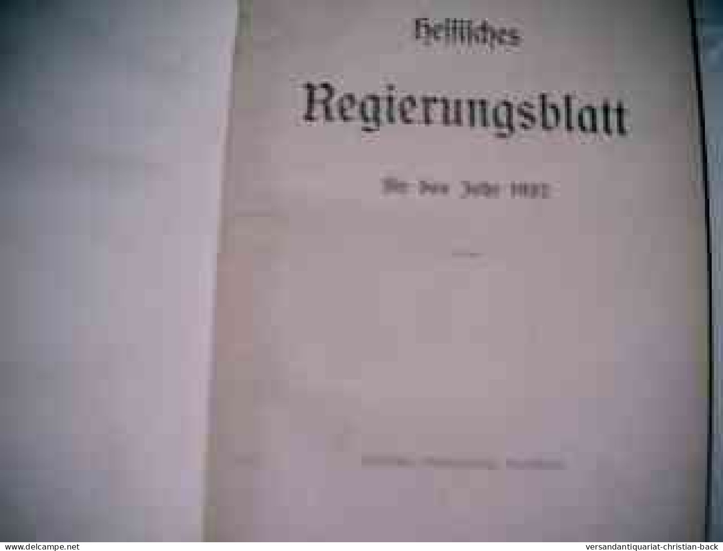 Hessisches Regierungsblatt Für Das Jahr 1937 - Rechten