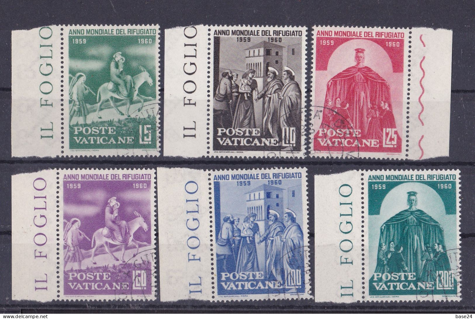 1960 Vaticano Vatican ANNO MONDIALE DEL RIFUGIATO - YEAR OF THE REFUGEE Serie Di 6 Valori Usati USED - Used Stamps