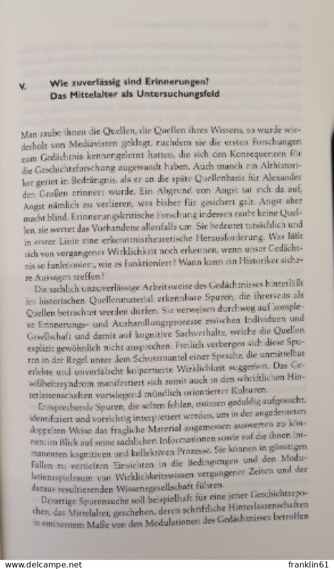 Der Schleier der Erinnerung. Grundzüge einer historischen Memorik.