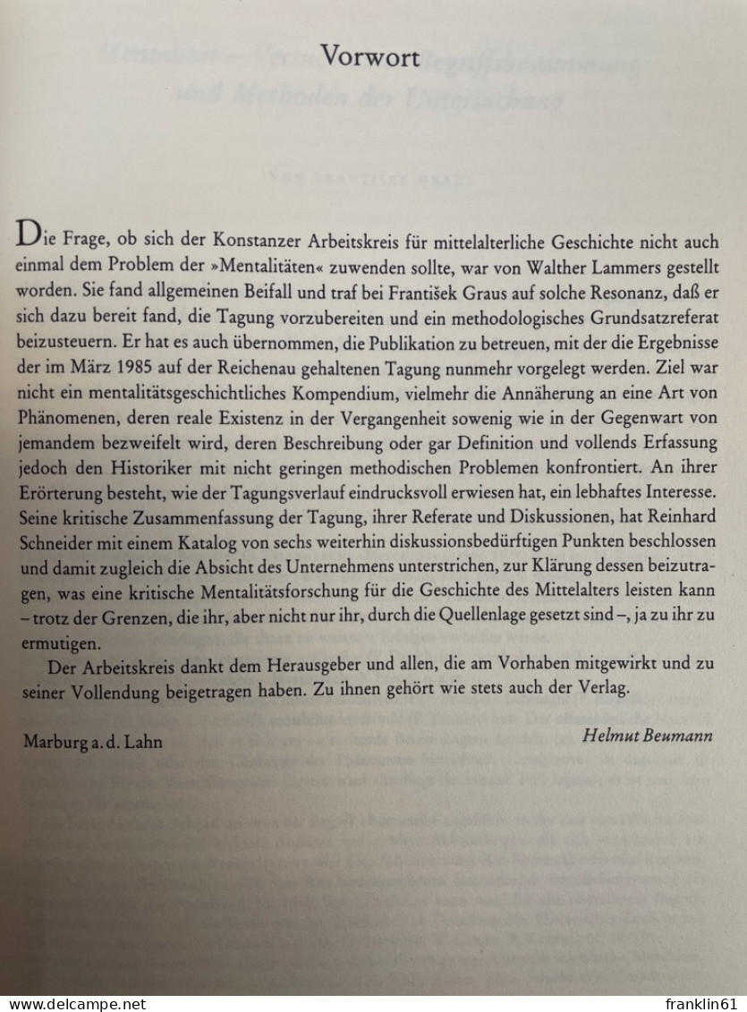 Mentalitäten Im Mittelalter : Methodische U. Inhaltliche Probleme. - 4. Neuzeit (1789-1914)