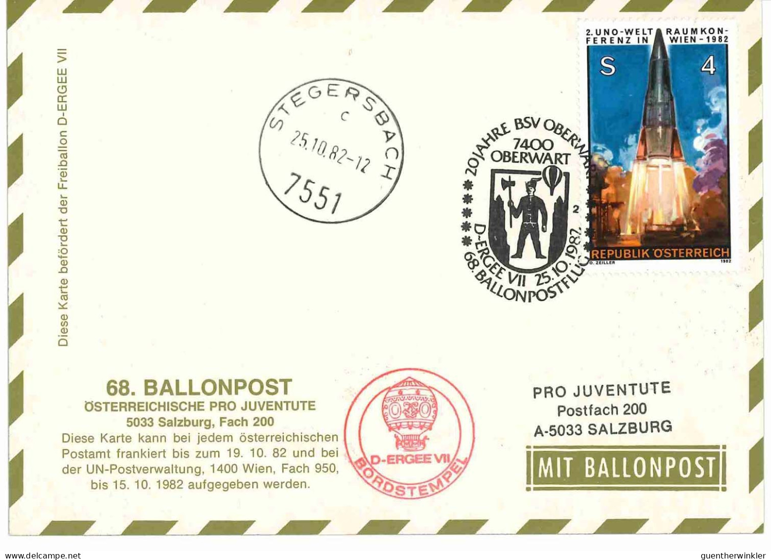 Regulärer Ballonpostflug Nr. 68c Der Pro Juventute [RBP68.] - Par Ballon