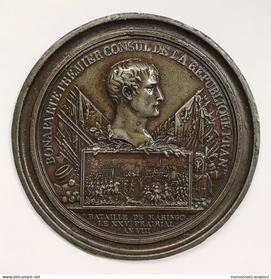 MÉDAILLE Francia France Placca Uniface Bonaparte Premie Consul AN VIII Battle De Marengo Ae Gr. 58,93 - Monarquía / Nobleza