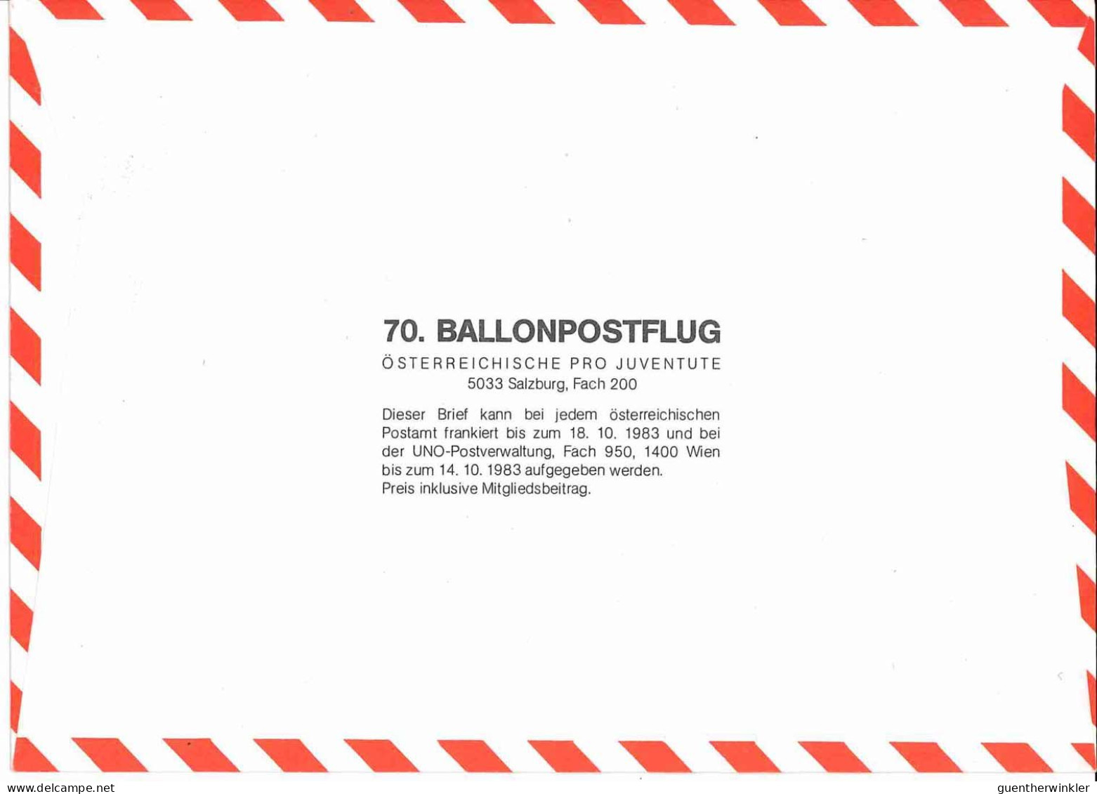 Regulärer Ballonpostflug Nr. 70a Der Pro Juventute [RBP70.] - Per Palloni