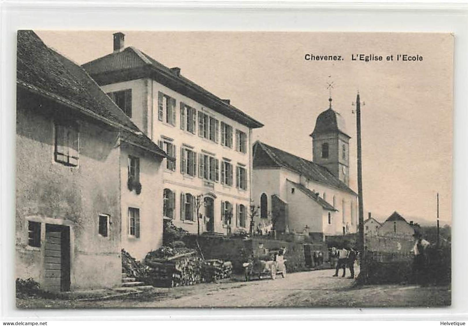 Chevenez L'Eglise Et L'Ecole Oldtimer Auto Voiture Porrentruy - Porrentruy