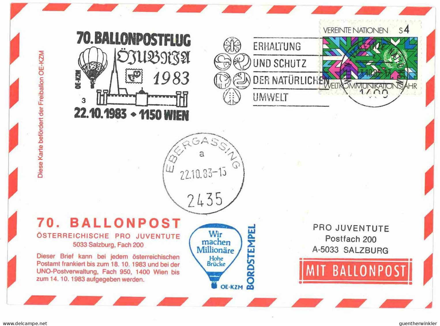 Regulärer Ballonpostflug Nr. 70d Der Pro Juventute [RBP70c] - Balloon Covers