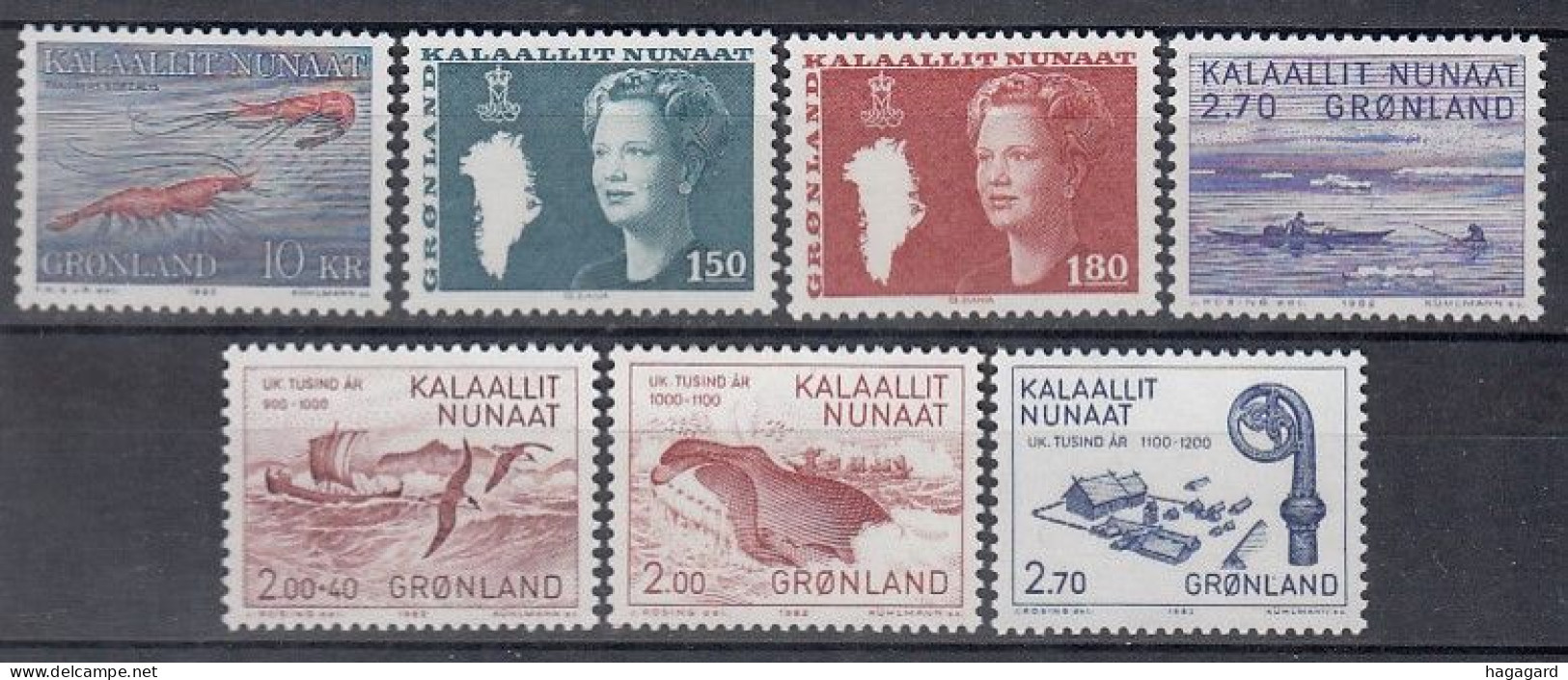 B1717. Greenland 1982. Complete Year Set. Michel 133-39. (7.60€). MNH(**) - Années Complètes