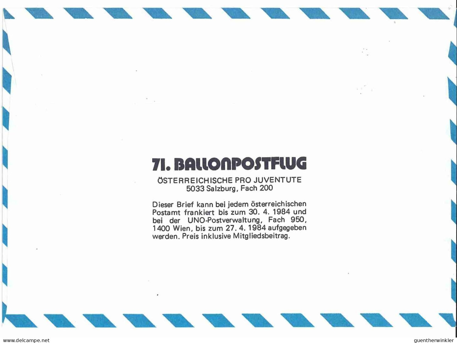 Regulärer Ballonpostflug Nr. 71a Der Pro Juventute [RBP71a] - Balloon Covers