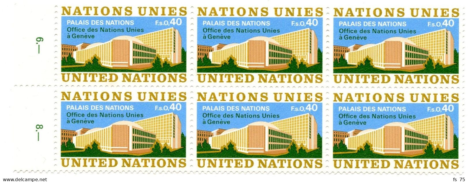 NATIONS UNIES - OFFICE DE GENEVE - STOCK 1969 / 1984 **  - FACIALE 1320 F.S.