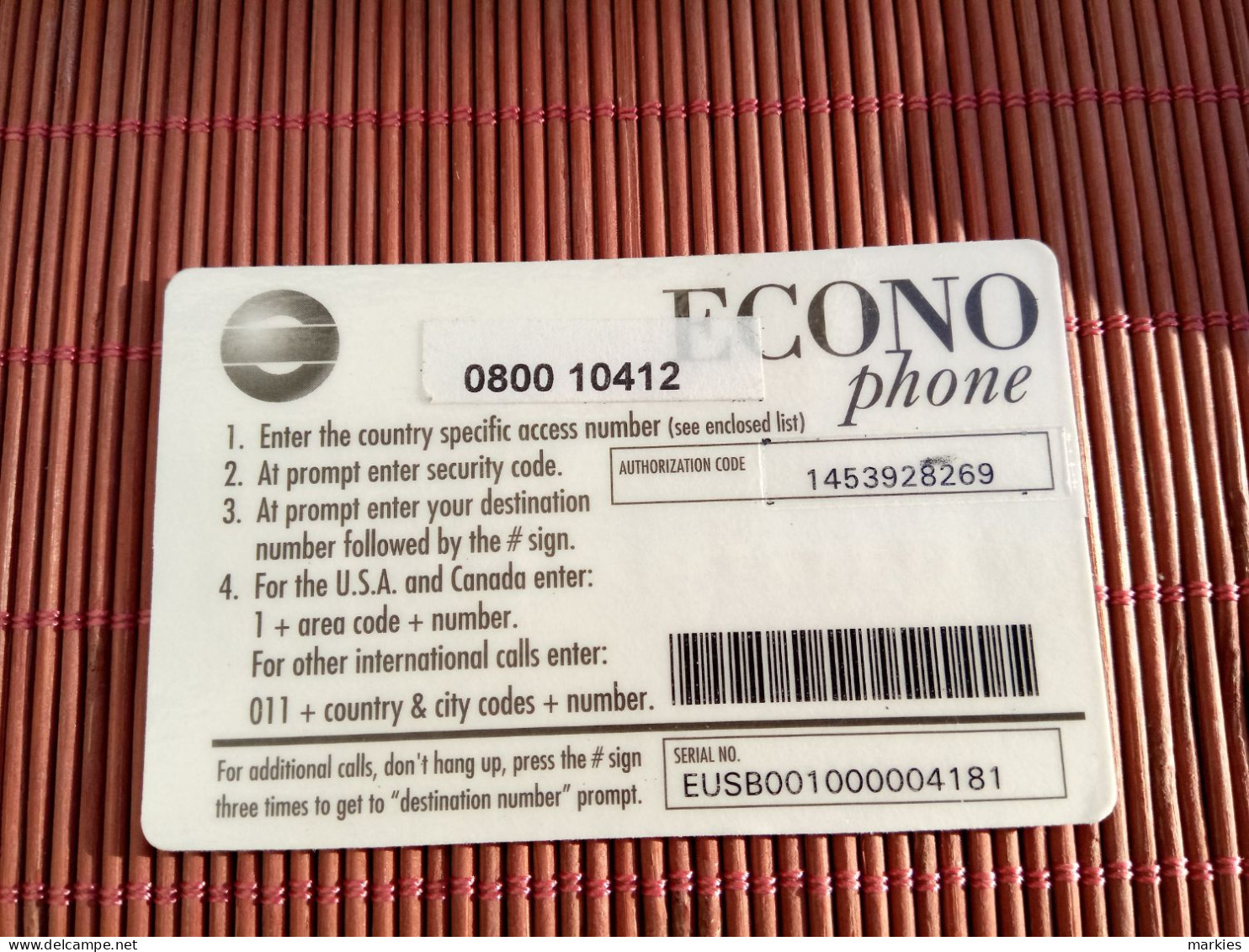 Econo Phone Banknote 100 Units  Used 2 Phiotos Rare - Cartes GSM, Recharges & Prépayées