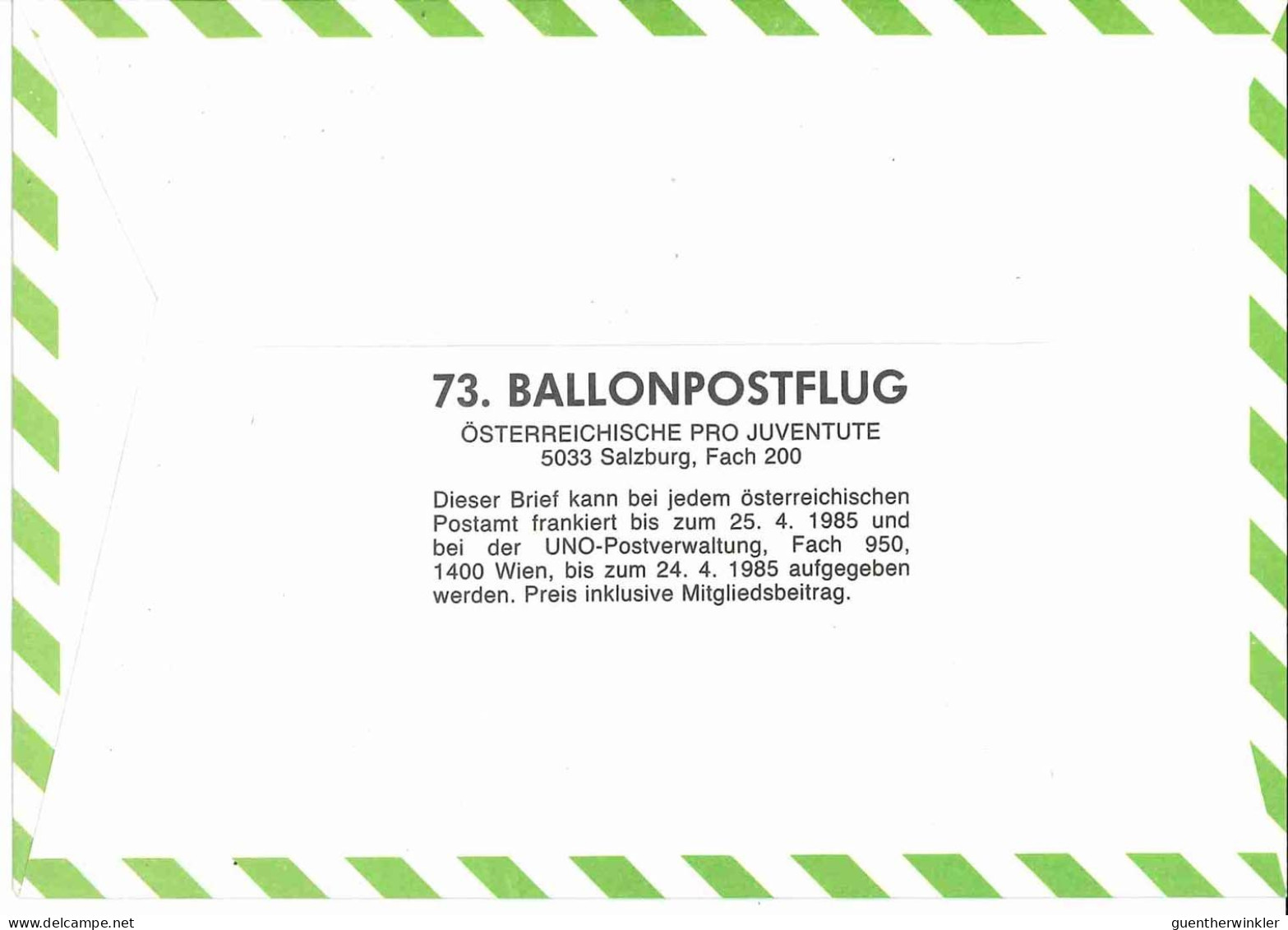 Regulärer Ballonpostflug Nr. 73a Der Pro Juventute [RBP73a] - Par Ballon