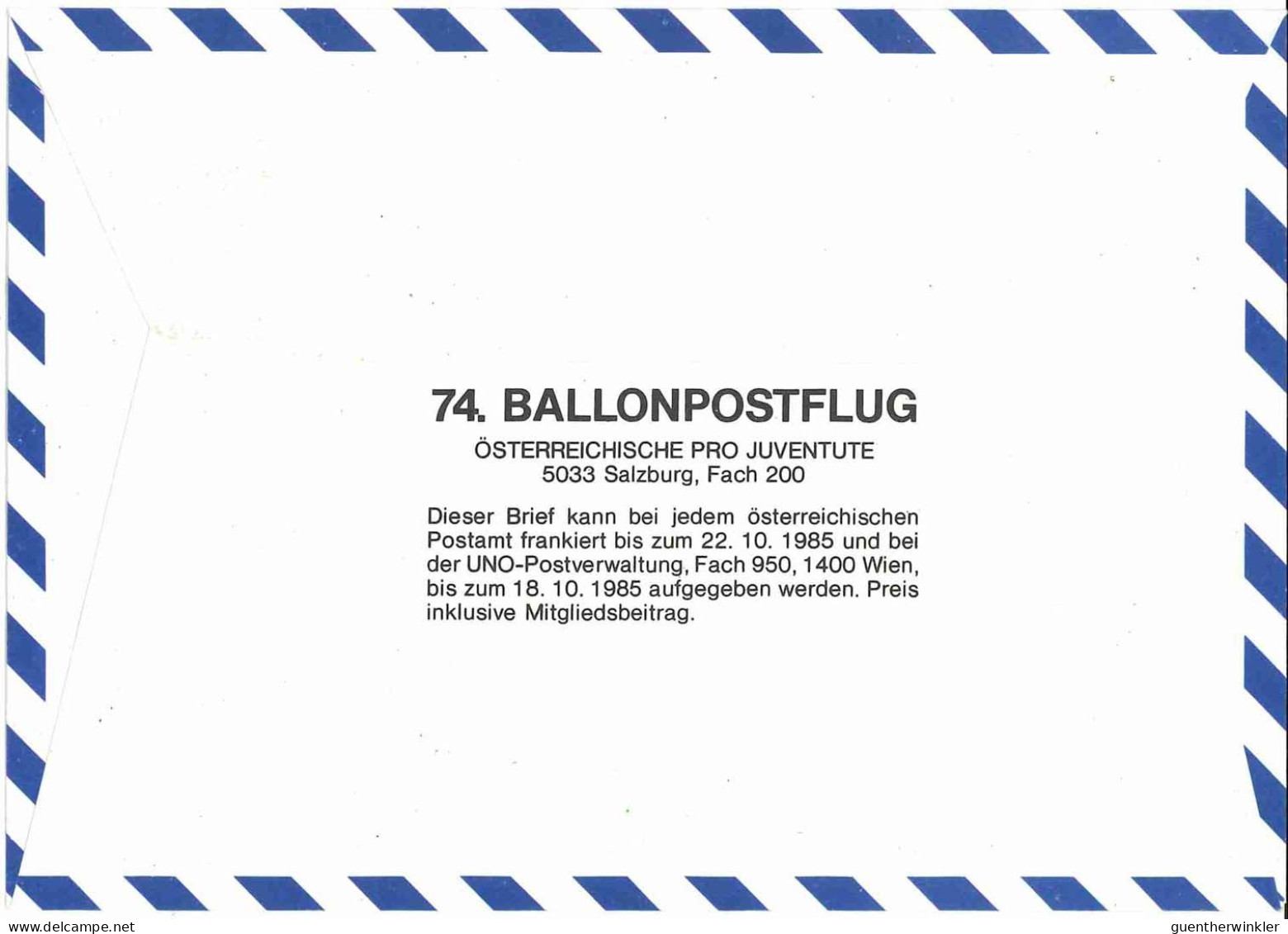 Regulärer Ballonpostflug Nr. 74a Der Pro Juventute [RBP74.] - Ballonpost