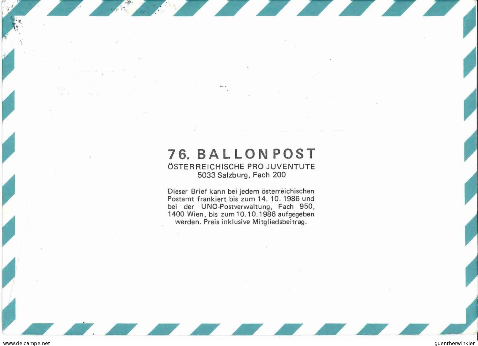 Regulärer Ballonpostflug Nr. 76b Der Pro Juventute [RBP76.] - Par Ballon