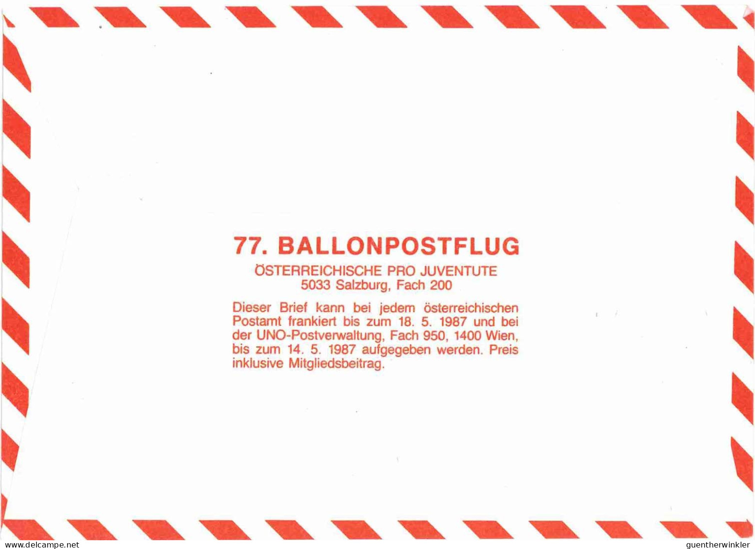 Regulärer Ballonpostflug Nr. 77a Der Pro Juventute [RBP77.] - Par Ballon