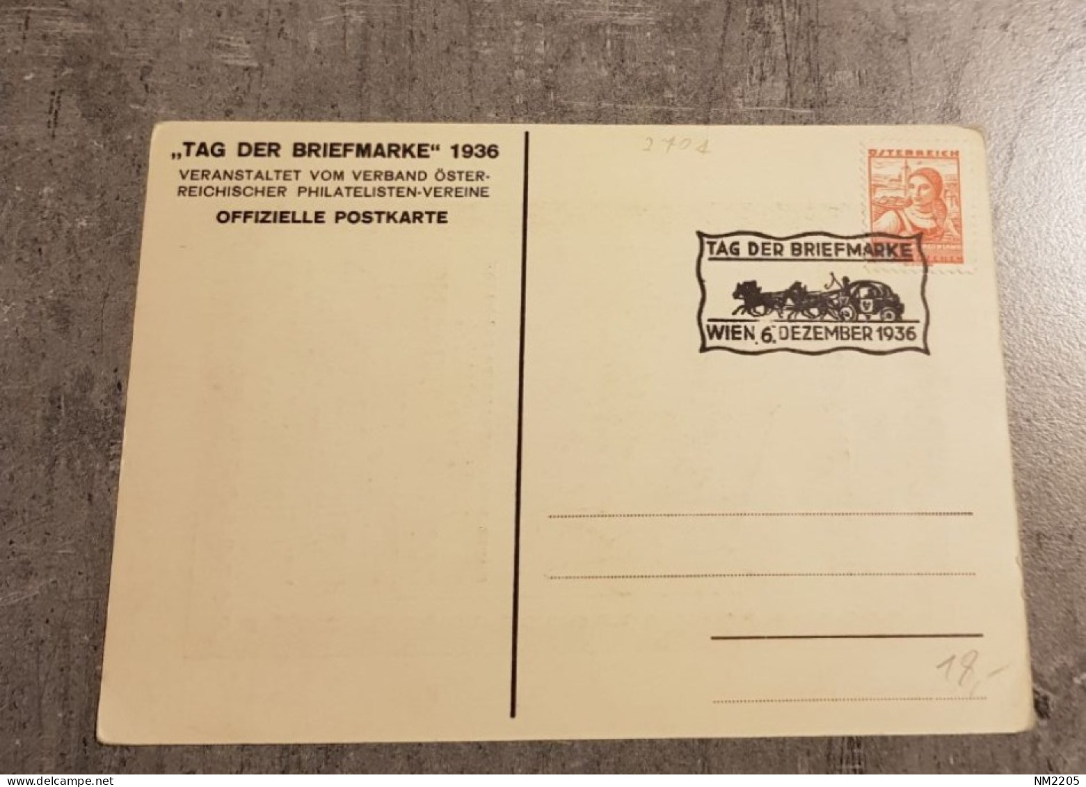 OSTERREICH AUSTRIA OFFIZIELLE POSTKARTE TAG DER BRIEFMARKE 1936 CARTE POSTALE WITH SPECIAL CANCELLED - Museen