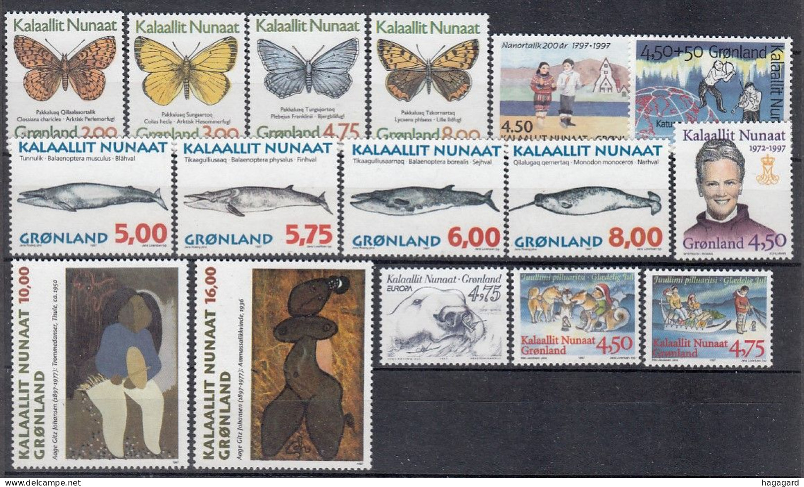 G2686. Greenland 1997. Complete Year Set. Without Blocs And Booklets. Michel 299-314. (32.80€). MNH(**) - Komplette Jahrgänge