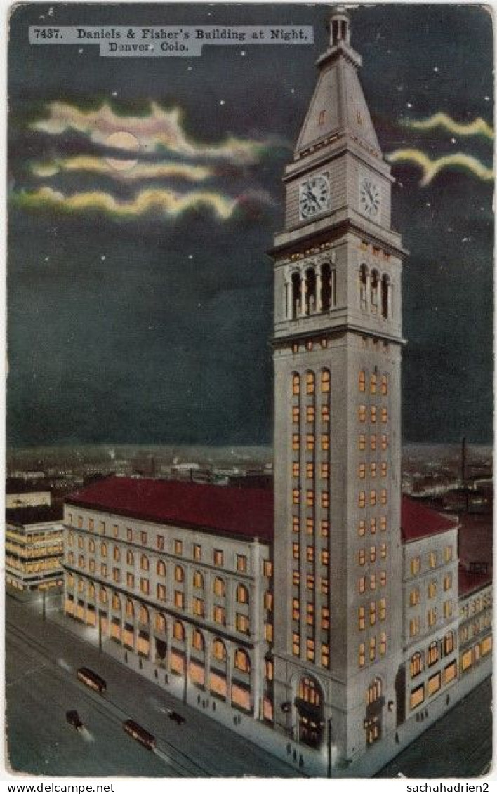 DENVER. Daniels & Fisher's Building At Night. 7437 - Denver