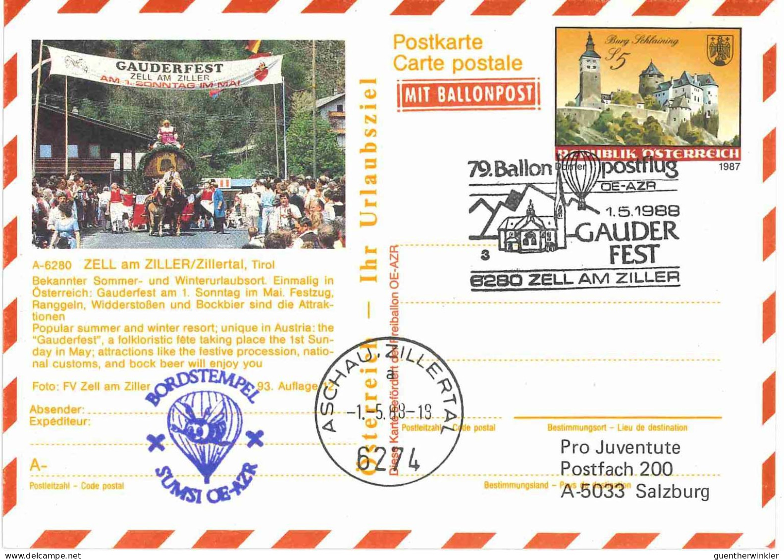 Regulärer Ballonpostflug Nr. 79c Der Pro Juventute [RBP79a] - Per Palloni