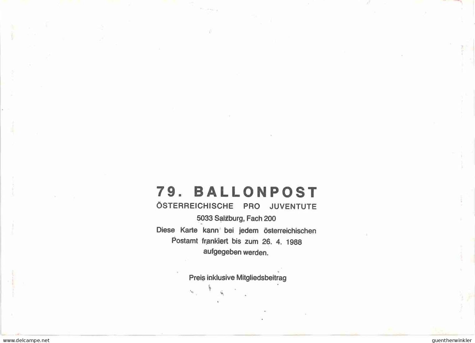 Regulärer Ballonpostflug Nr. 79c Der Pro Juventute [RBP79a] - Ballonpost