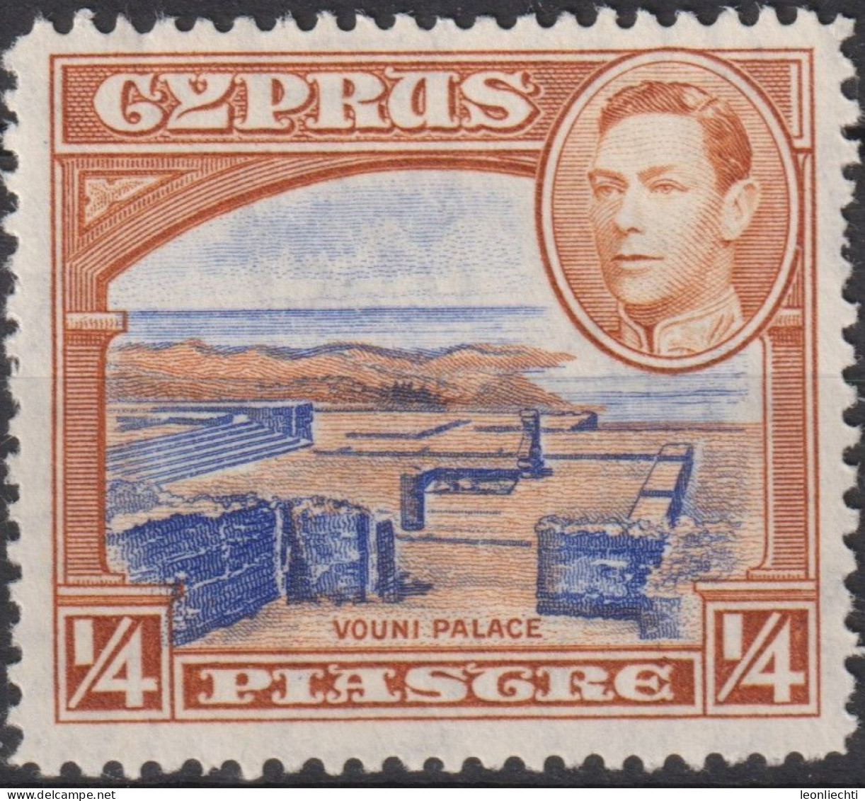 1938 Zypern (...-1960) ° Mi:CY 136A, Sn:CY 143, Yt:CY 134, King George VI & Vouni Palace Ruins - Cyprus (...-1960)