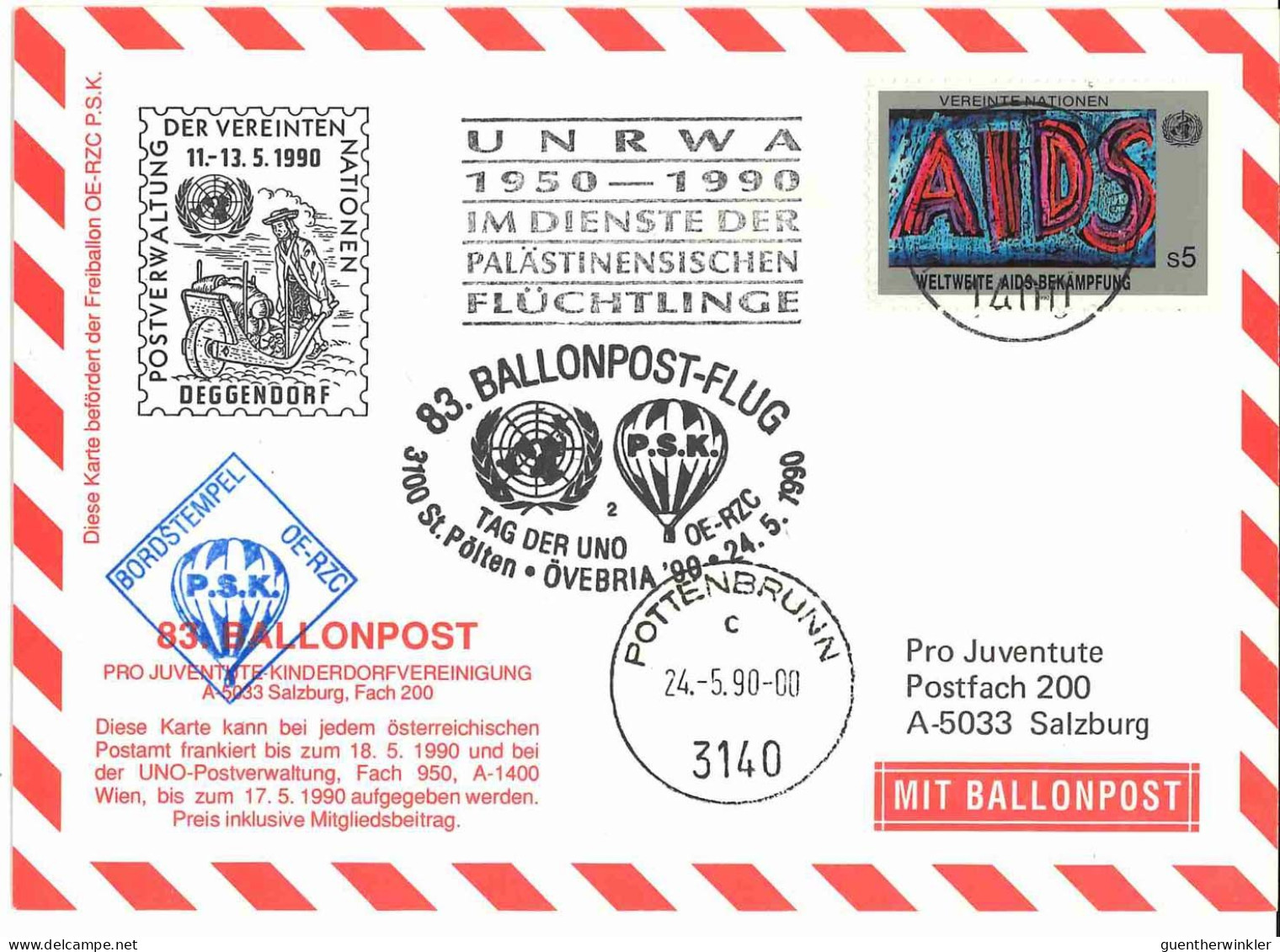 Regulärer Ballonpostflug Nr. 83d Der Pro Juventute [RBP83.] - Balloon Covers