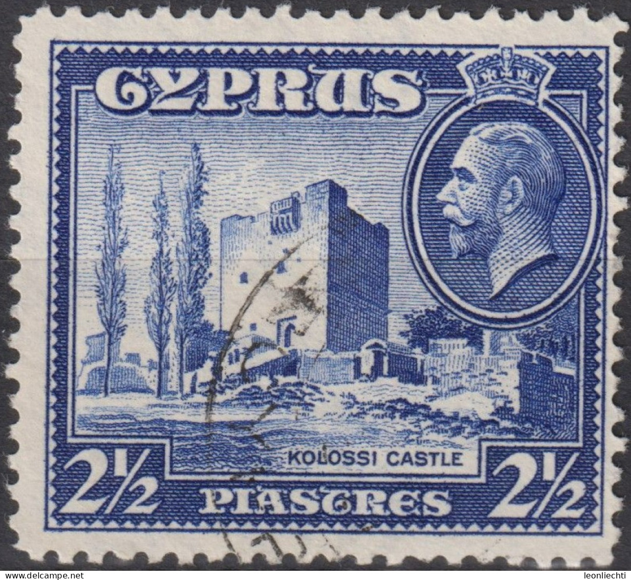 1938 Zypern (...-1960) ° Mi:CY 145, Sn:CY 148, Yt:CY 139, King George VI & Kolossi Castle - Cyprus (...-1960)